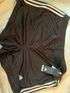 adidas Women’s Black Athletic Shorts with White 3-Stripes